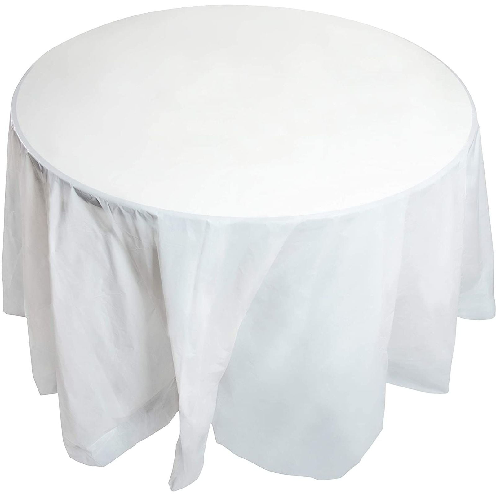 Birthday Party Table Cover, White Round Table Covers Plastic