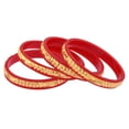 thumbnail image 5 of Efulgenz Traditional Bridal Red Acrylic Indian Wedding Bangles Gold Tone Engraved Glossy Bracelet Bangle Jewelry for Women (4 Pcs) Size 2.8, 5 of 7