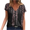 thumbnail image 2 of Blouse d'Été Grande Taille à Manches Courtes pour Femmes, Blouse Imprimée d'Été, T-Shirts Décontractés à Col en V à Manches Courtes, Hauts, T-Shirt à Col en V pour Femmes en Liquidation, 2 of 5