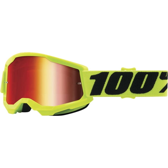 100% Strata 2 Youth Goggles (OSFA, Yellow / Red Mirror Lens)