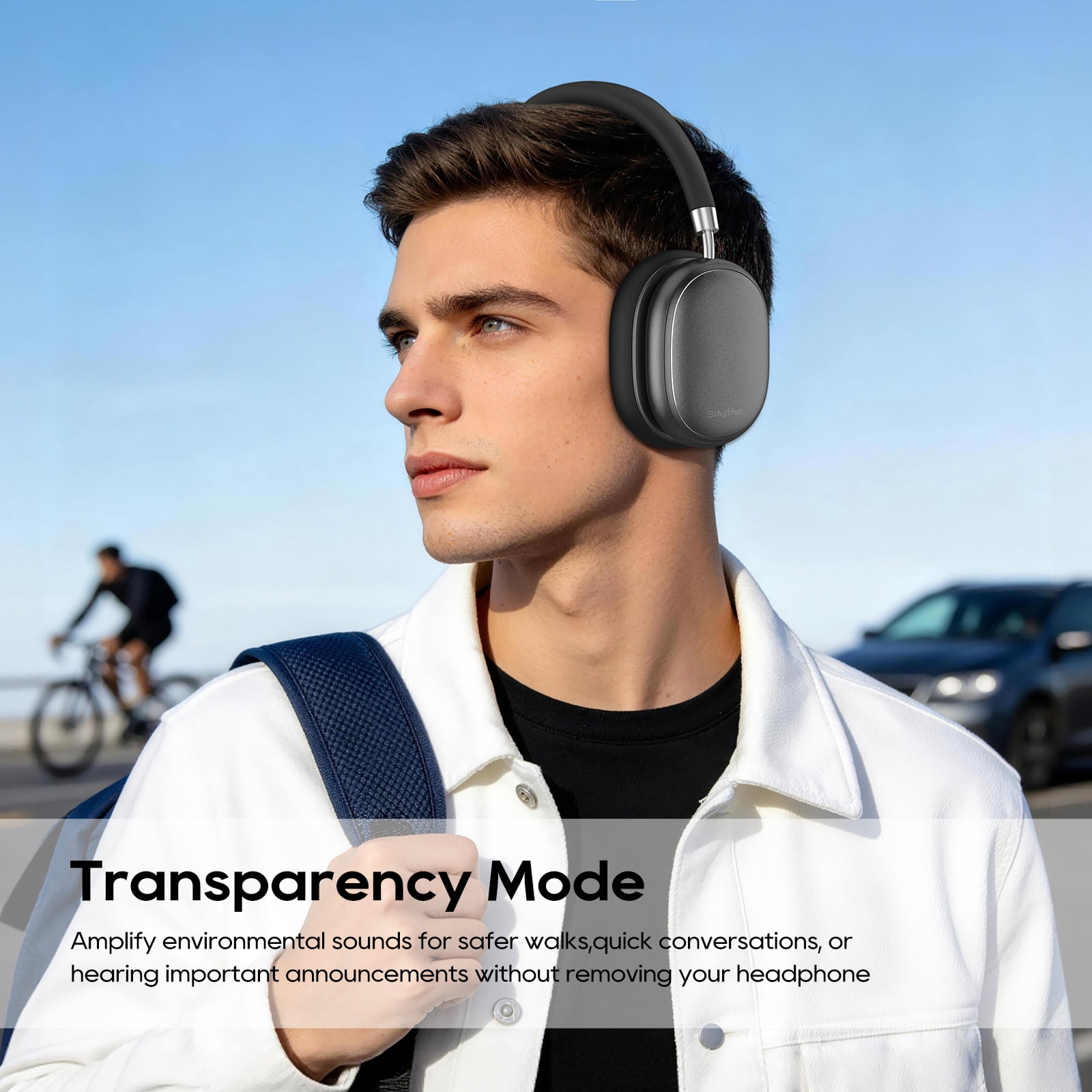 Srhythm NiceComfort 95 Adaptive Noise Cancelling Headphone Wireless, Blutooth Noise Canceling Headphone with Spatial Audio,Transparency,ENC,HD Sound,Low Latency,Sandstone Black