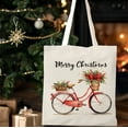 thumbnail image 1 of Bolso de lona navideña reutilizable, portaregalos ecológico en verde, rojo y blanco, organizador de compras duradero para regalos navideños y eventos festivos, de una sola pieza, 1 of 6