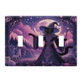 thumbnail image 2 of 2 Gang Light Switch Cover Plate Wizard Cat with Moon Wall Plate Decorate Electrical Outlet Cover Plates 4.56”x4.48”, 2 of 8