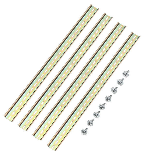 Unique Bargains DIN Rail Slotted Iron Mounting Guide 20 Inch x 1.4 Inch x 0.3 Inch Iridescent 4 Pcs