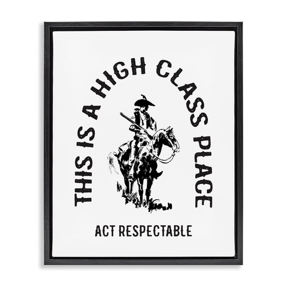 Stupell Industries Eclectic Act Respectable Cowboy Black Floating Frame Canvas Art, 17 x 21, by Lettered and Lined