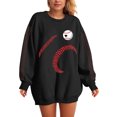 thumbnail image 7 of zaveiop Baseball Mom Sweatshirt for Women Heart Printed Crewneck Long Sleeve 2025 Pullover Tops (Black, XL), 7 of 7