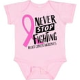 thumbnail image 3 of Inktastic Never Stop Fighting Breast Cancer Awareness Boys or Girls Baby Bodysuit, 3 of 5