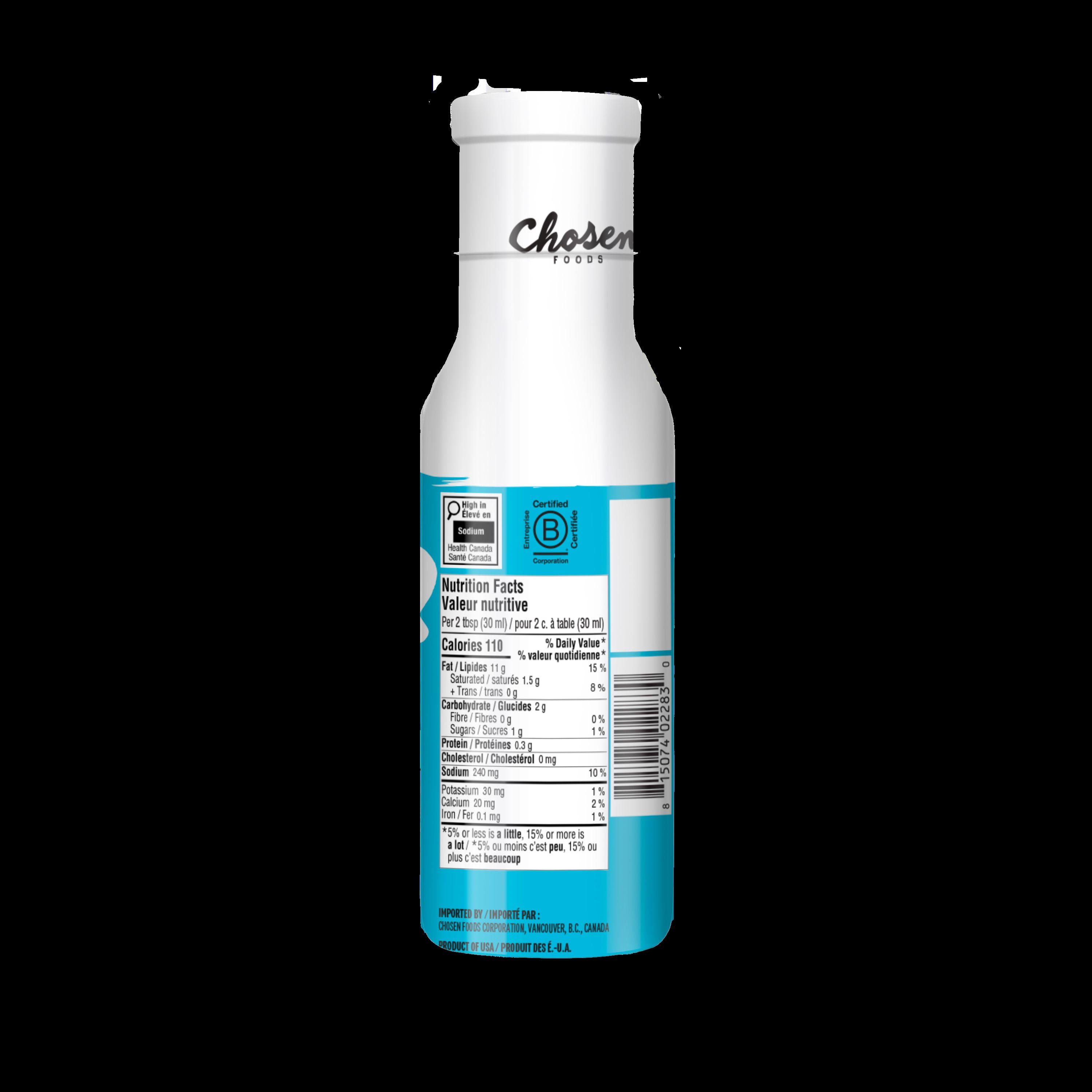 Chosen Foods Avocado Oil Ranch Dressing 237ml
