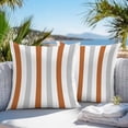 thumbnail image 3 of Burnt Orange Grey Stripe Throw Pillow Covers 16x16 Inch Set of 2, Modern Farmhouse Vertical Striped Waterproof Outdoor Pillow Covers, Decorative Cushion Pillowcases for Couch, Sofa, Bed, Patio, 3 of 9