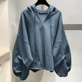 thumbnail image 3 of safuny Womens Oversized Hoodies Sweatshirts Loose Casual Solid Color Pullover Trendy Drop Shoulder Design Tops Navy _c L, 3 of 3