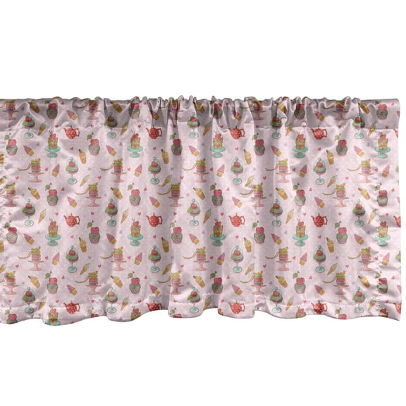 Ambesonne Ice Cream Window Valance, Teapots Cookies, 54" X 18", Multicolor