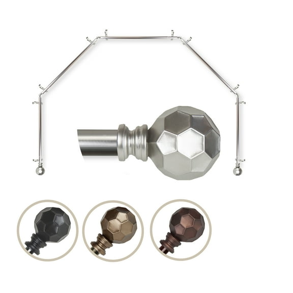 Remi 13/16" dia. 5-Sided Bay Window Curtain Rod - Satin Nickel