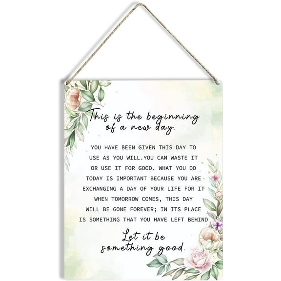 Motivational This is the Beginning of a New Day Wood Sign 8x10 Life Quotes Wooden Hanging Plaque for Home Wall Art Decoration Present
