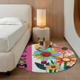 thumbnail image 2 of Spring Daisy Round Area Rug 3.3Ft Washable Circle Rugs for Dining Room Table, Pink Modern Abstract Art Dots Floral Non-Slip Carpet Floor Mats Indoor Outdoor Carpet Runner Aesthetic Home Decor, 2 of 8