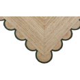 thumbnail image 5 of Hand Woven Farmhouse Jute Area Scalloped Rug Natural Scallop Pattern Jute Bohemian Base Green Trim Rug (Green, 2'x16'), 5 of 5