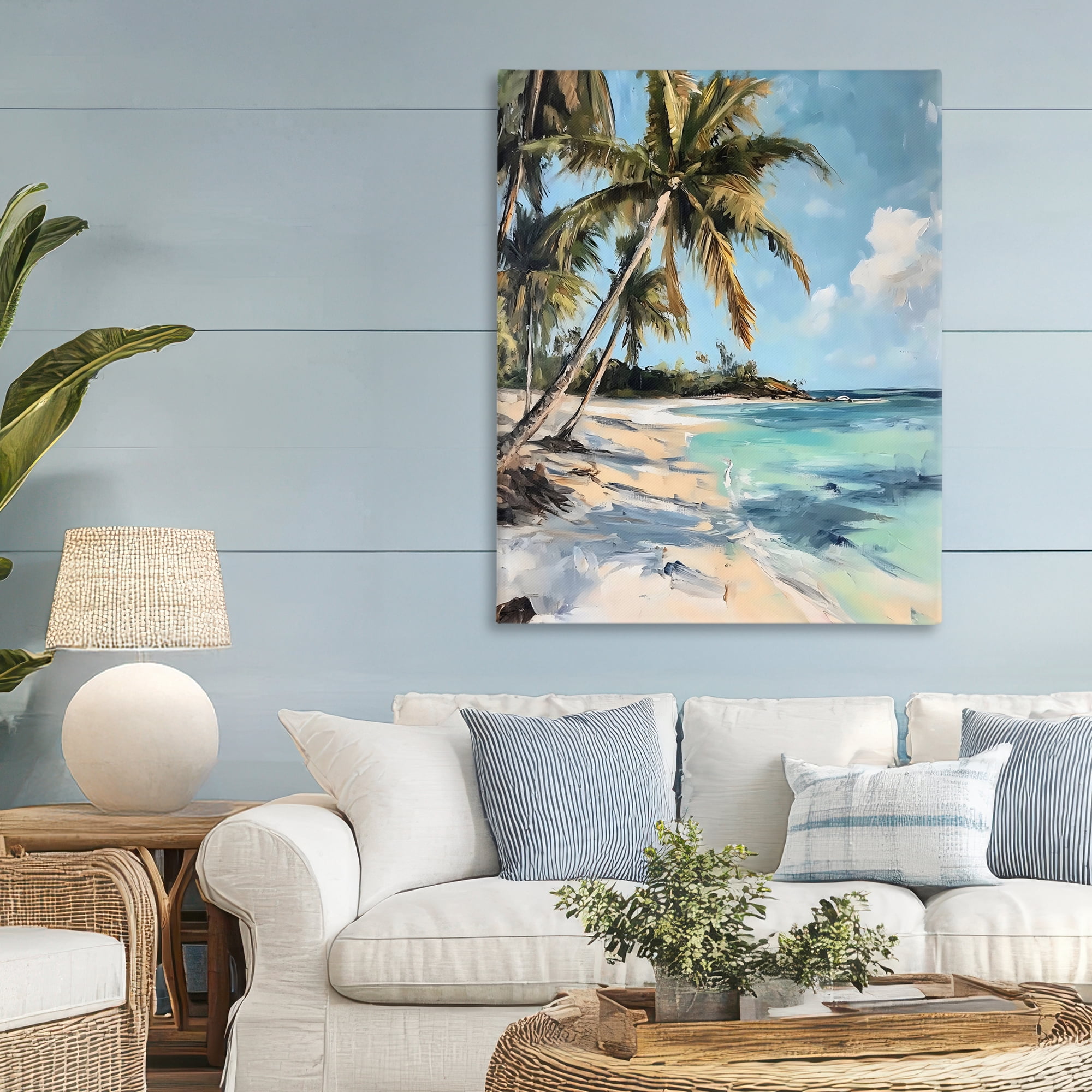 Stupell Industries Tropical Coastline Palm Frond Shadows Canvas Wall Art, design by Franklyn Gregory