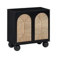 thumbnail image 6 of Nathan James Leah Boho Entryway Storage Cabinet or Sideboard Cabinet for Kitchen or Living Room with Ball-Style Feet, Natural Seagrass Door Fronts and Solid Wood Legs, Black, 6 of 6