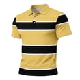 thumbnail image 7 of Garbnen Polo T Shirts for Men Short Sleeve Striped Color Block Collared Men's Henley Shirts Lightweight Breathable Casual Summer Beach Vacation Golf Shirts Men Yellow XL, 7 of 7