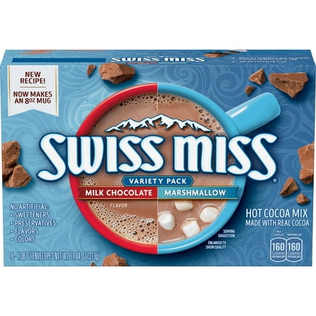 (2 pack) Swiss Miss Hot Cocoa Mix Variety Milk Chocolate and Marshmallow, (Best Way To Heat Milk For Hot Chocolate)