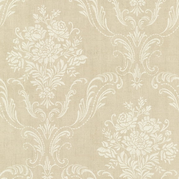 Decorline Manor Beige Floral Damask Wallpaper