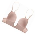 thumbnail image 4 of Sujetador sin aros para mujer, con escote ajustable en forma de U, transpirable, de corte bajo, sin aros, para uso en casa, color piel B, 4 of 12