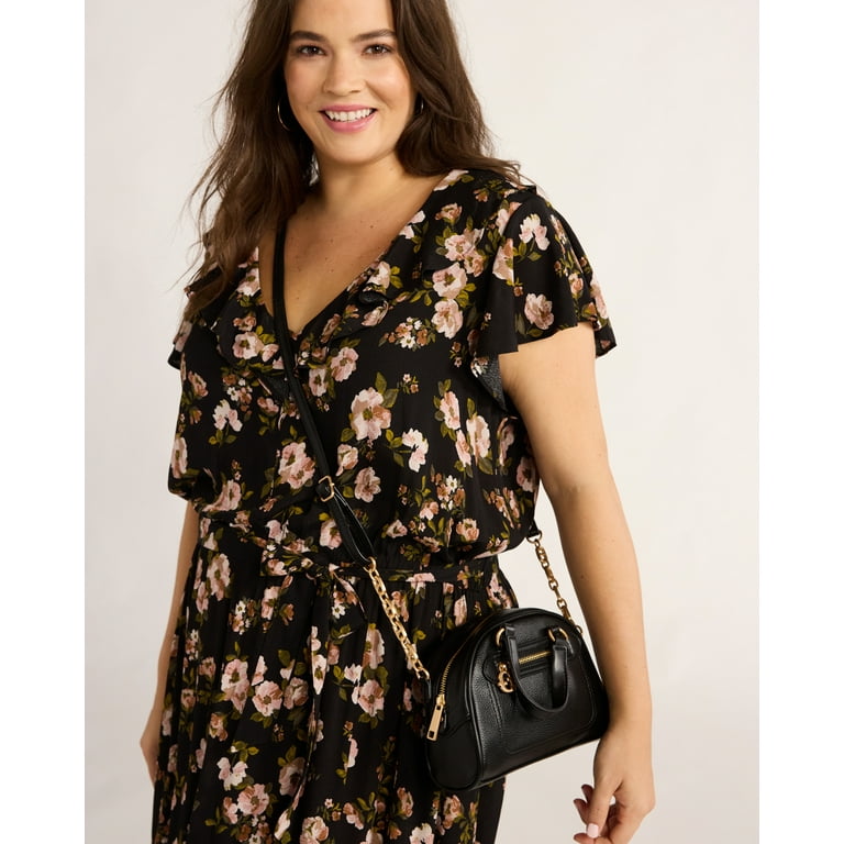 ★DE MERIEL★ Basset Round Bag Black Time and Tru Women's Scottie Mini Satchel Crossbody Handbag
