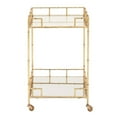 thumbnail image 2 of Urban Designs 7727556 Gold Leaf 2-Shelf Square Metal Mirror Mobile Bar Cart - 30 x 18 x 18 in., 2 of 3