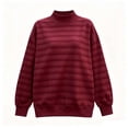 thumbnail image 5 of CHGBMOK Women's Mock Neck Sweatshirt Striped Long Sleeve Casual Pullover Tops Drop Shoulder Loose Fit Basic Sweatshirts, 5 of 5