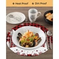 thumbnail image 3 of 13 Inch Round Placemats Set of 6, Red Plaid Christmas Non Slip Heat Insulation PP Table Mats, Xmas Elk Tree Snowflake Forest Washable Place Mats for Kitchen Dining Party Table Decor, 3 of 7