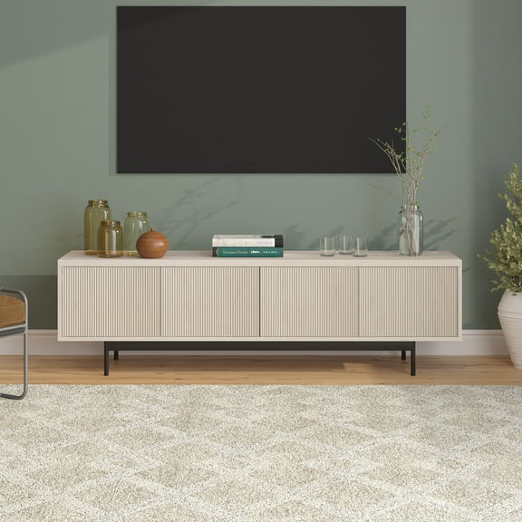 Evelyn&Zoe Whitman Rectangular TV Stand for TV's up to 75", Alder White