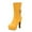 Yellow, variant on Women's Boots Kitten Heel Square Toe Mid Calf Booties Women Fashion Casual Comfortable Versatile Solid Color Fall Winter Shoes White 6