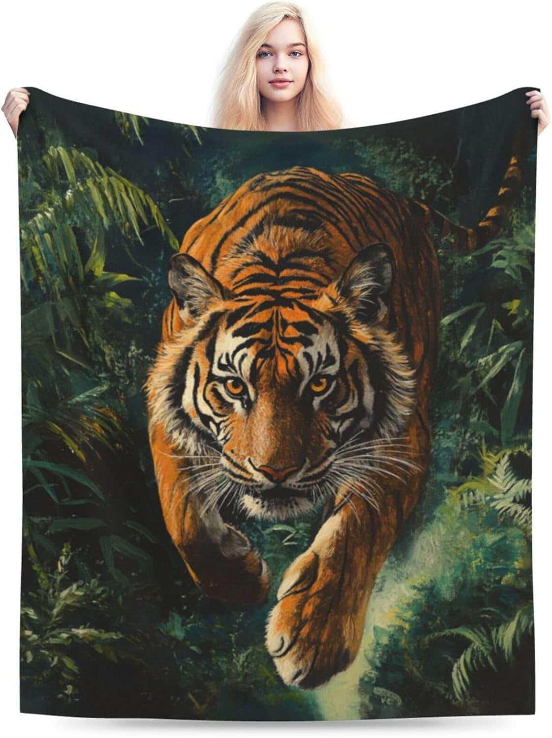 Tiger Blanket Soft Warm Tiger Fleece Plush Throw Blanket Tiger Gifts for Tiger Lover Cozy Flannel Bedding Stuff Wildlife Animal Decor Blanket for Girls Boys Kids Adults Women Bed Travel 60"x80"