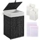 thumbnail image 1 of Greenstell Cesto Para La Colada Con Tapa Cesto Para Ropa De 60 L Con 2 Bolsas Forro Extraíbles Y 2 Bolsas De Malla Cesta De Ratán Sintético Tejida A Mano Juguetes En El Baño Dormitorio Negro, 1 of 5