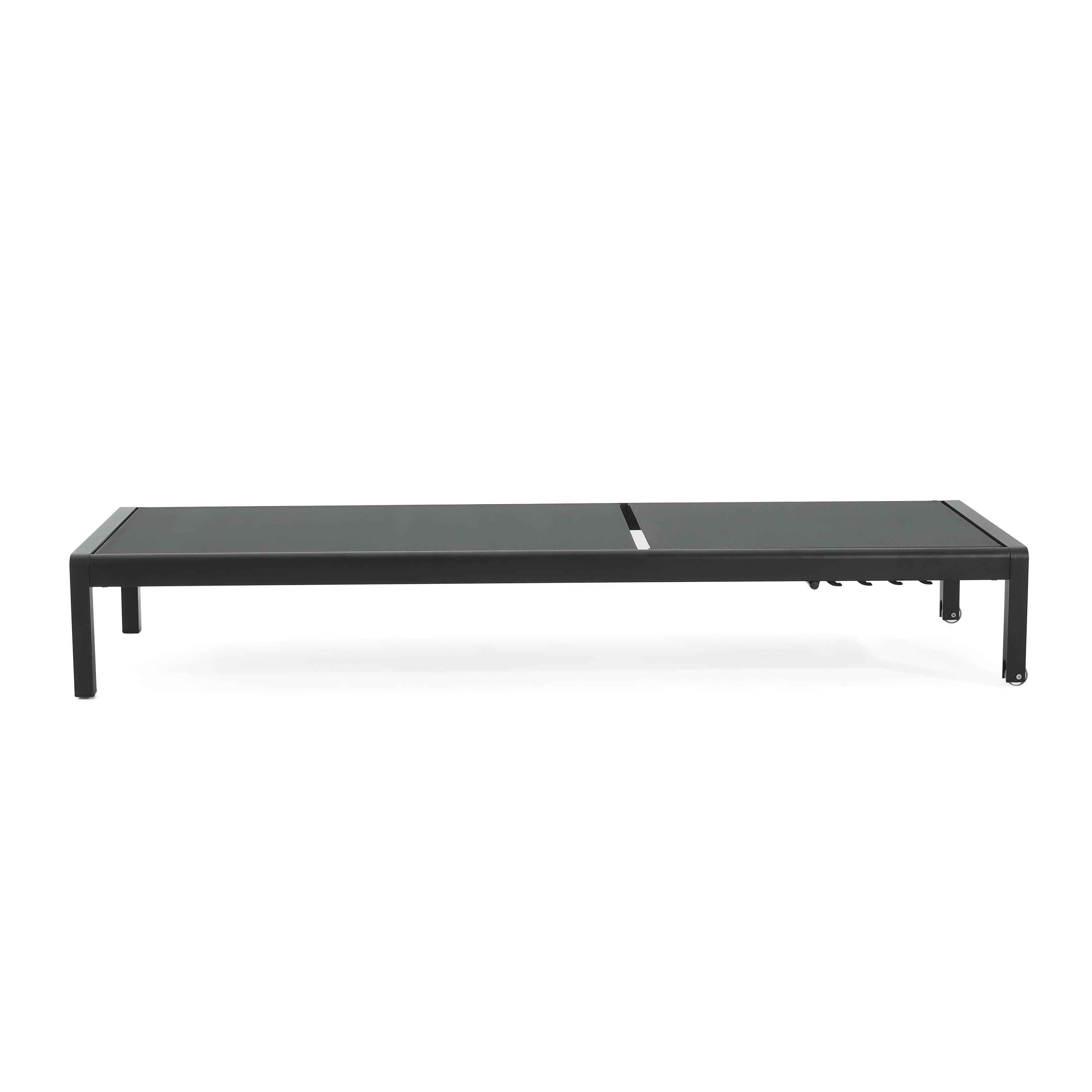 Adjustable Mesh Aluminum Patio Chaise Lounges Set of 2 for Poolside Deck, Black