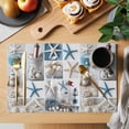 thumbnail image 2 of Coastal Placemats Set of 4 Summer Beach Starfish Nautical Sea Shell Place Mats Indoor Wipeable Table Mats Washable Cloth Dining Table Placemats for Kitchen Holiday Party Home Decor 13x19 Inch, 2 of 9