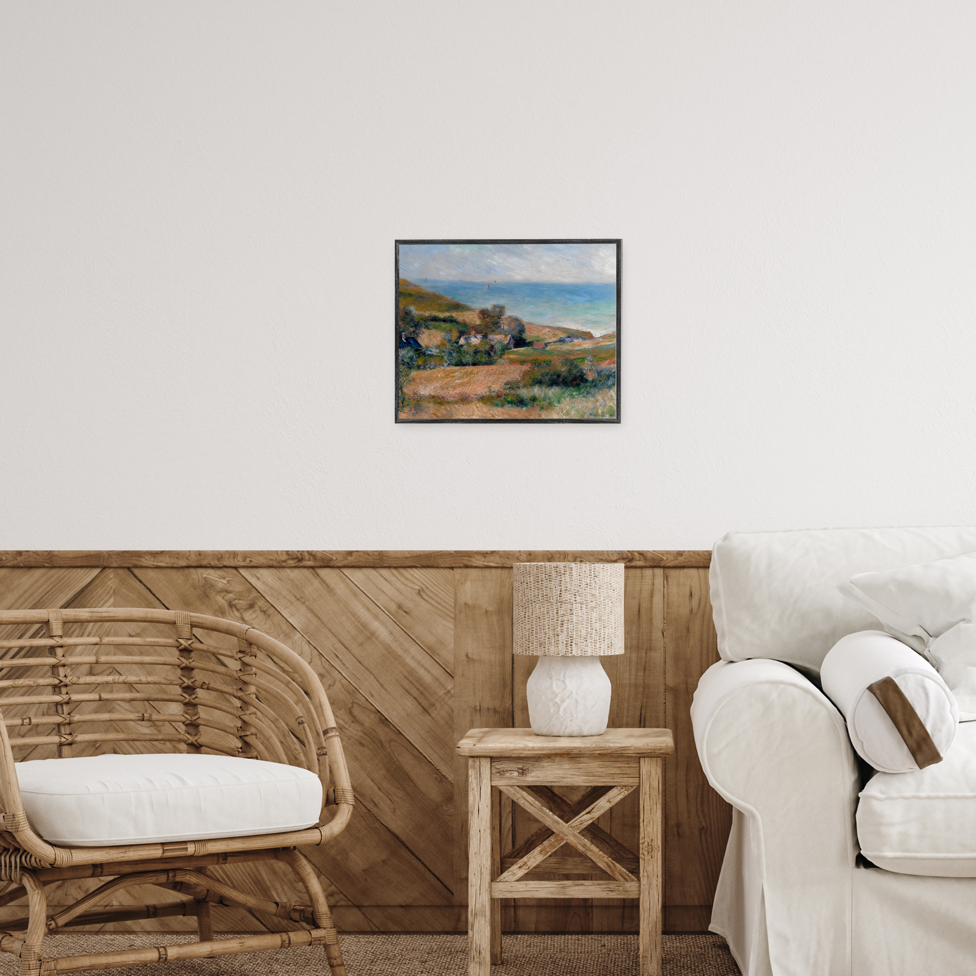 View Of The Seacoast Renoir Gray Framed Giclee Art, design by Pierre-Auguste Renoir