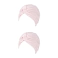 thumbnail image 3 of Qarigey Turbante musulmán Hijabs Gorras Sólido Pre-Atado Sombrero Estiramiento Plisado Elasticidad Chemo Head Wrap Warmer Headwear rosa claro Rosa claro 2piezas Qarigey CBP299691, 3 of 6
