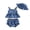 Blue, variant on BemeyourBBs Toddler Baby Girl Denim Outfit Summer Clothes Sleeveless Babydoll Tank Tops Ruffle Jeans Shorts Set Sun Hat 3 Piece Cute Infant Girls Clothes