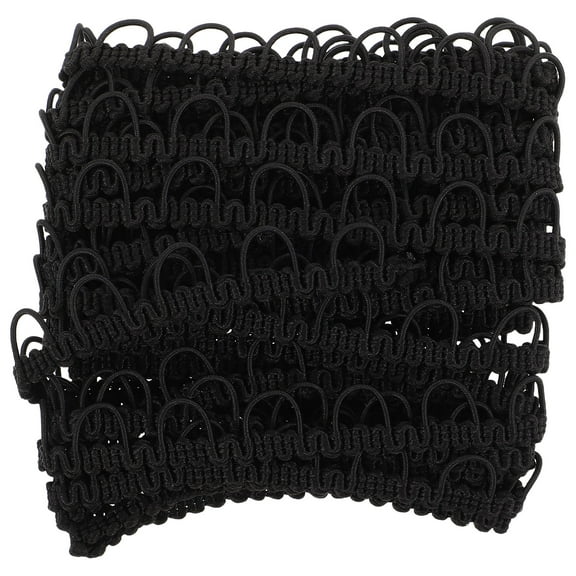 GAXIRE Elastic Button Loop Trim in Black Polyester for Costume Embellishments 1Pack