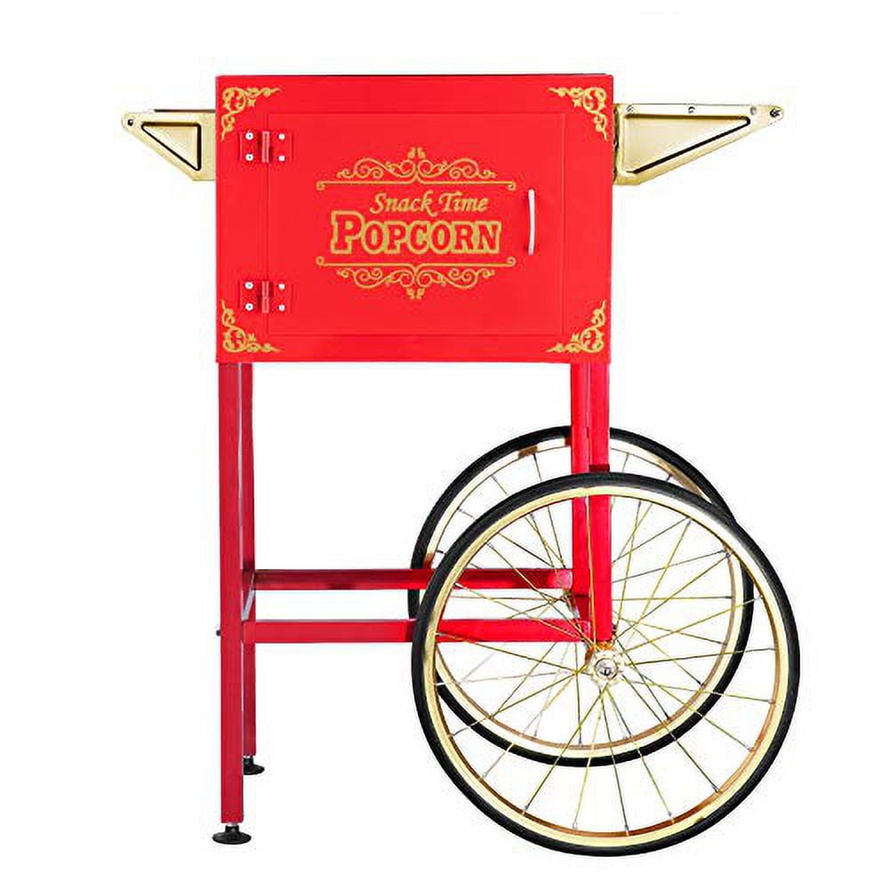 Kepooman Double Door Large Capacity Retro Popcorn Machine with Cart, Red Kepooman Double Door Large Capacity Retro Popcorn Machine with Cart, Red