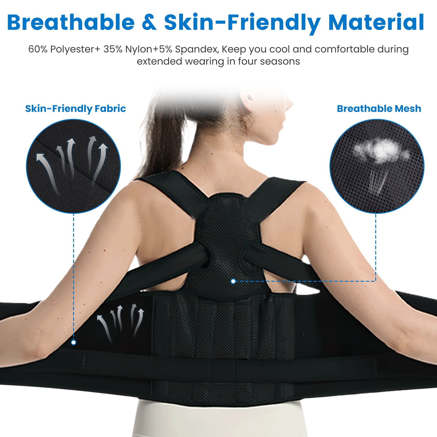 Imountek Posture Corrector for Women Men, Adjustable Back Brace for Hunchback Correction , Invisible Under Clothes