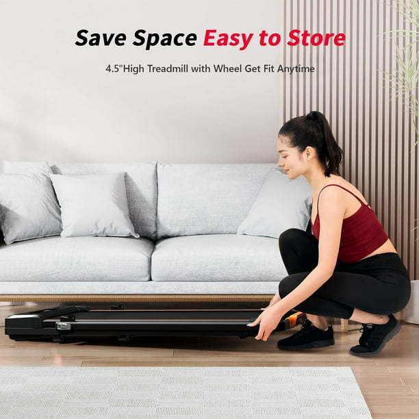 Walking Pad Under Desk Treadmill 2 in 1 Treadmills for Home Office Compact Portable Foldable Treadmill 2 Functions 4 Modes Installation Free Low Noise Safety Lock and LED Display Walmart Business Supp...