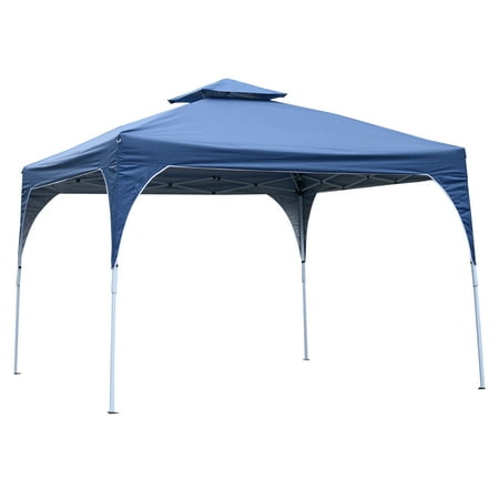10' x 10' Easy Pop-Up Canopy Party Tent Canopy Shelter with 2-tier Roof - Blue
