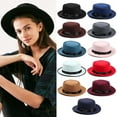 thumbnail image 6 of Women Men Vintage Wide Brim Dress Dance Party Woolen Stage Performance Fedora Hat Panama Cowboy Hat Jazz Cap SAPPHIRE BLUE, 6 of 8