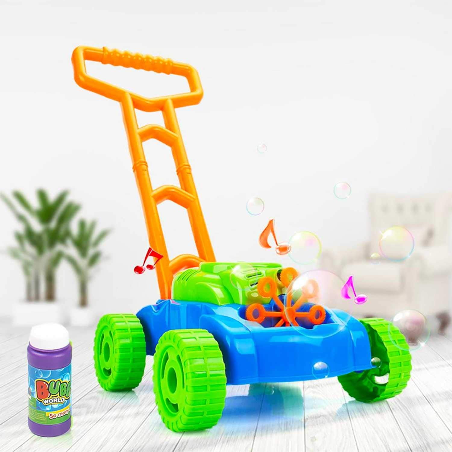 Bubble Lawn Mower Toy with Music and Real Lawn Mover Sounds Indoor and Outdoor Fun and Healthy Exercise for Kids Toddlers Girls and Boys