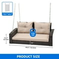 thumbnail image 5 of Dextrus 2-Seats Wicker Hanging Porch Swing Chair Outdoor Black Rattan Patio Swing Lounge w/ 2 Back Cushions Capacity 770lbs for Garden, Balcony, Living Room, Beige, 5 of 10