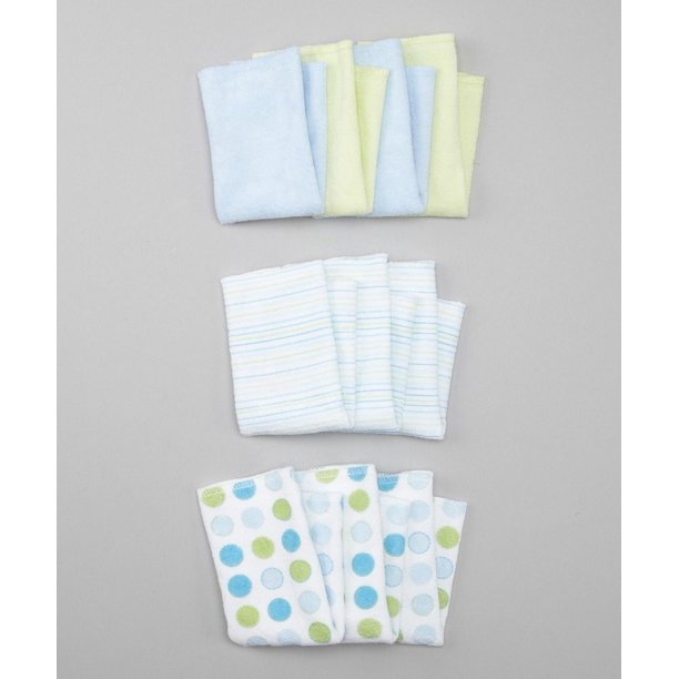 Spasilk 10 Pack Washcloths, Blue Dots