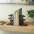 thumbnail image 2 of DecMode 5" Mushroom Dark Brown Polyresin Bookends with Copper Shadings (Set of 2), 2 of 9