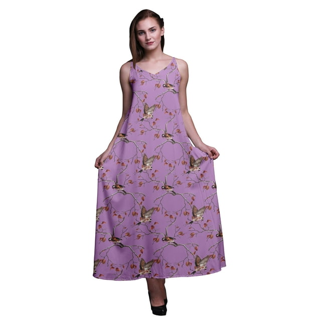 Bimba Robe Longue Maxi Imprimée à Bretelles Spaghetti Ajustables en Rayonne pour Femmes Boho-TTTG