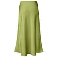 thumbnail image 3 of Amy Babe Women's Elegant Satin Midi Skirt High Waist Hidden Elastic Band Flowy Skirts Work Skirts, 3 of 6